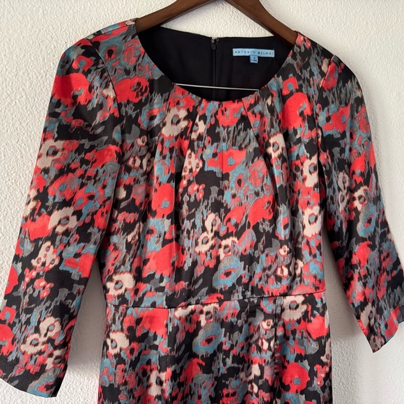 Antonio Melani Sheath Dress Sz 2 Abstract Floral Dopamine Maximalist Art Nouveau - Picture 2 of 14